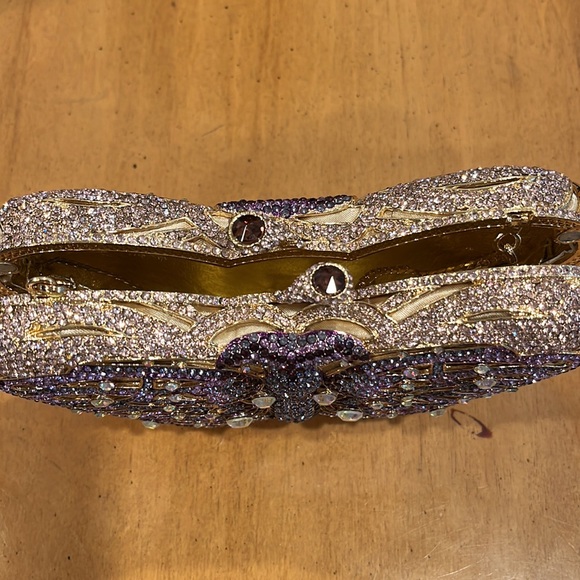 Butterfly pink gold and amethyst & aurora boriales  smoky topaz clasp with chain - Picture 8 of 8